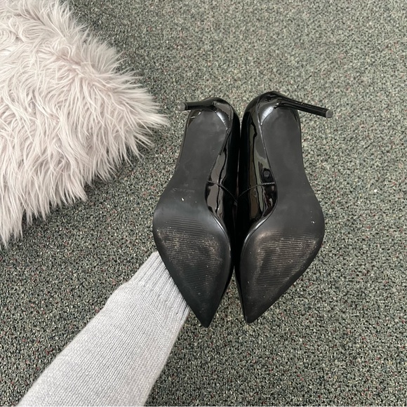 STEVE MADDEN Evelyn Black Patent Leather Pumps Heels Sleek Sexy Chic Shoes Sz 8 - Picture 10 of 16